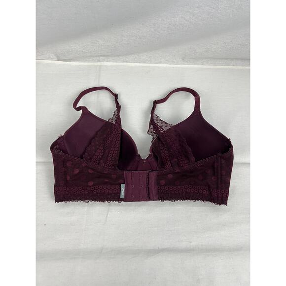 Aerie Bra Underwire Push Up Burgundy Lace Whimsigoth Vamp Dark Coquette Goth - Picture 2 of 6